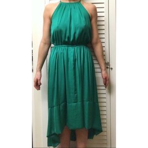 Banana Republic Emerald green hi low halter dress